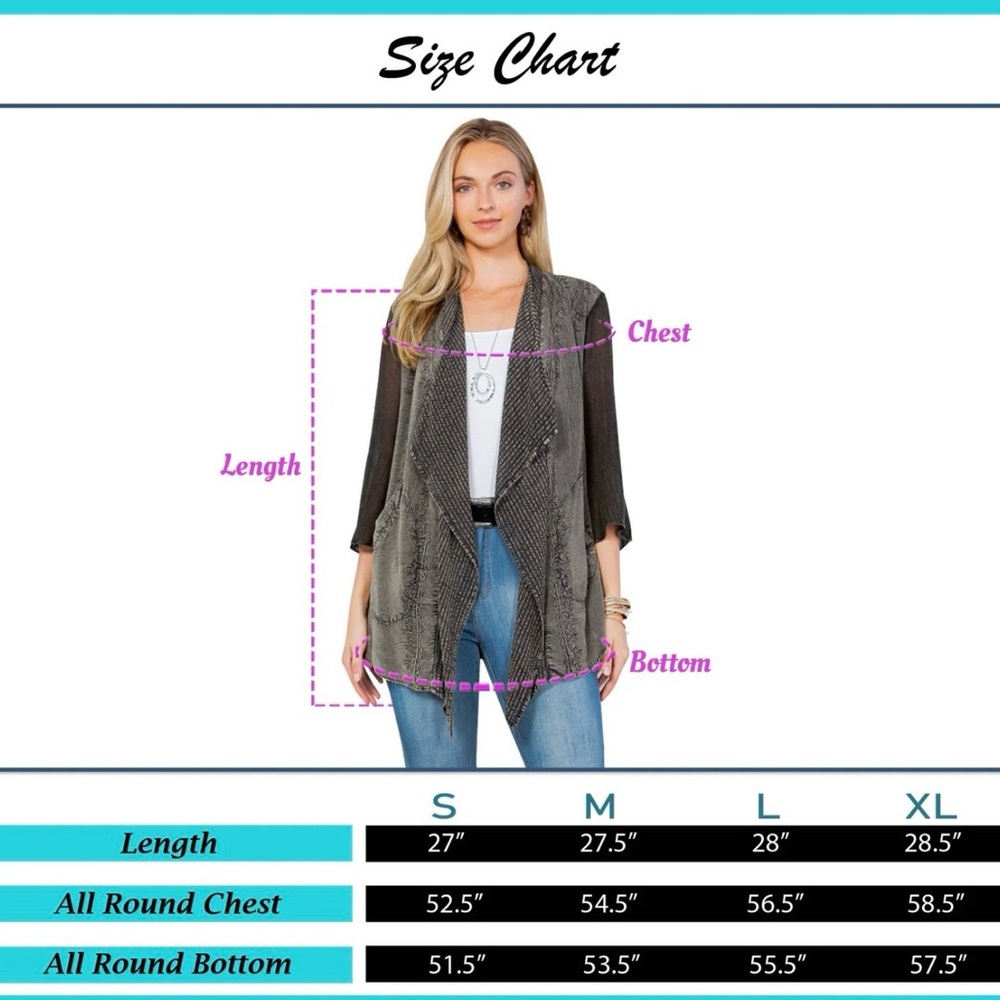 Young Threads Textured Embroidered Patchwork Lightweight Cardigan Kimono NWT - Picture 7 of 12
